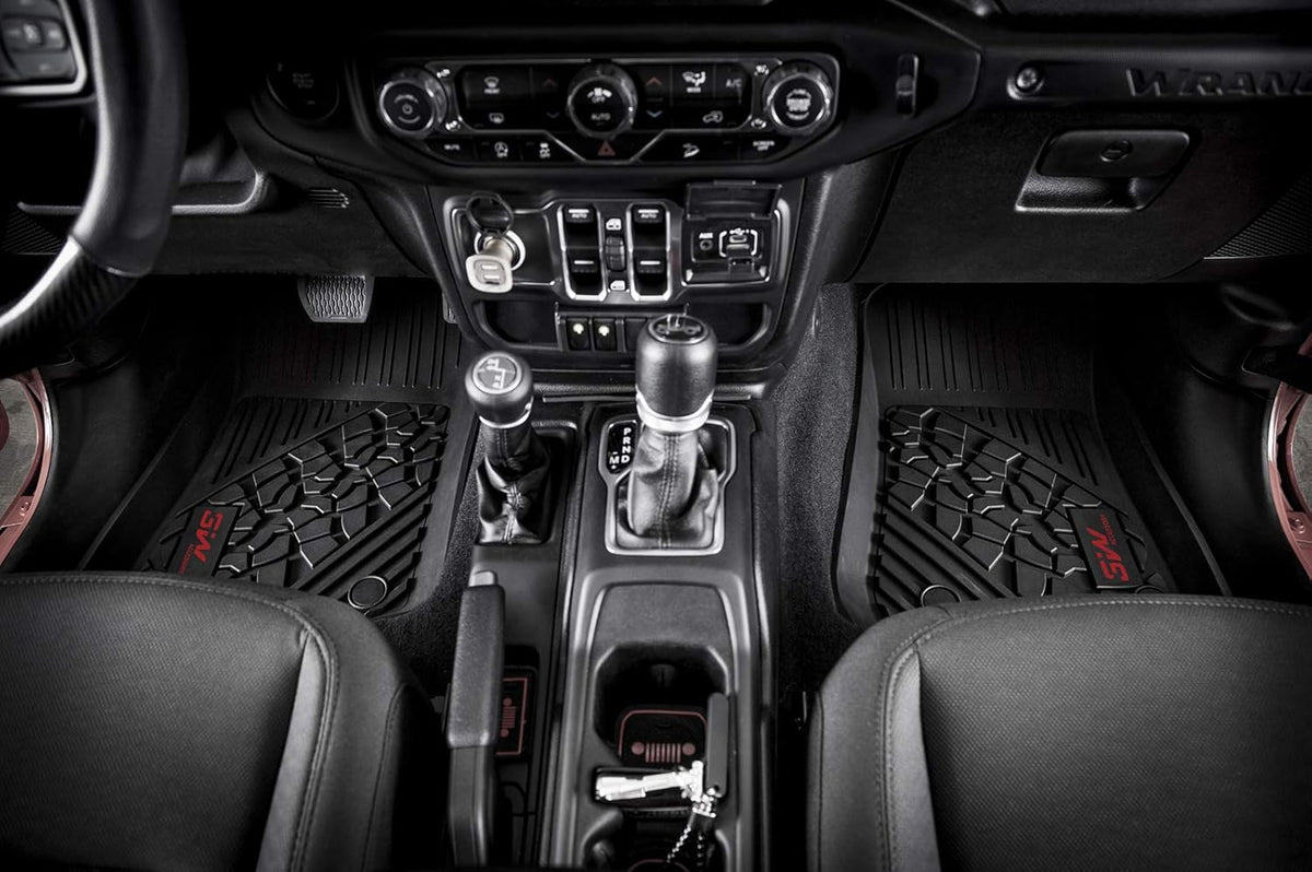3W Floor Mats for Jeep Wrangler JL 2018-2021 TPE Floor Liner Full Set Black K50586