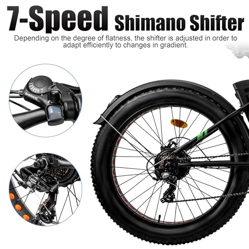 26" Electric Bike with 4.0" Fat Tire, Peak 1500W Rear Hub Motor, Disc Brakes, Front Suspension, 7 Speed F2885