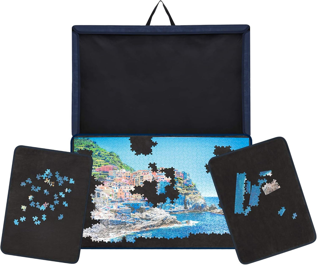 Jigsaw Puzzle Board with Trays & Cover, Non-Slip Surface, for Up to 1000 Pieces (Khaki) G46312