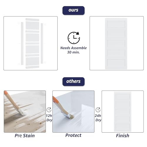 White 5 Panel Sliding Barn Door with 6ft Hardware Kit G3547