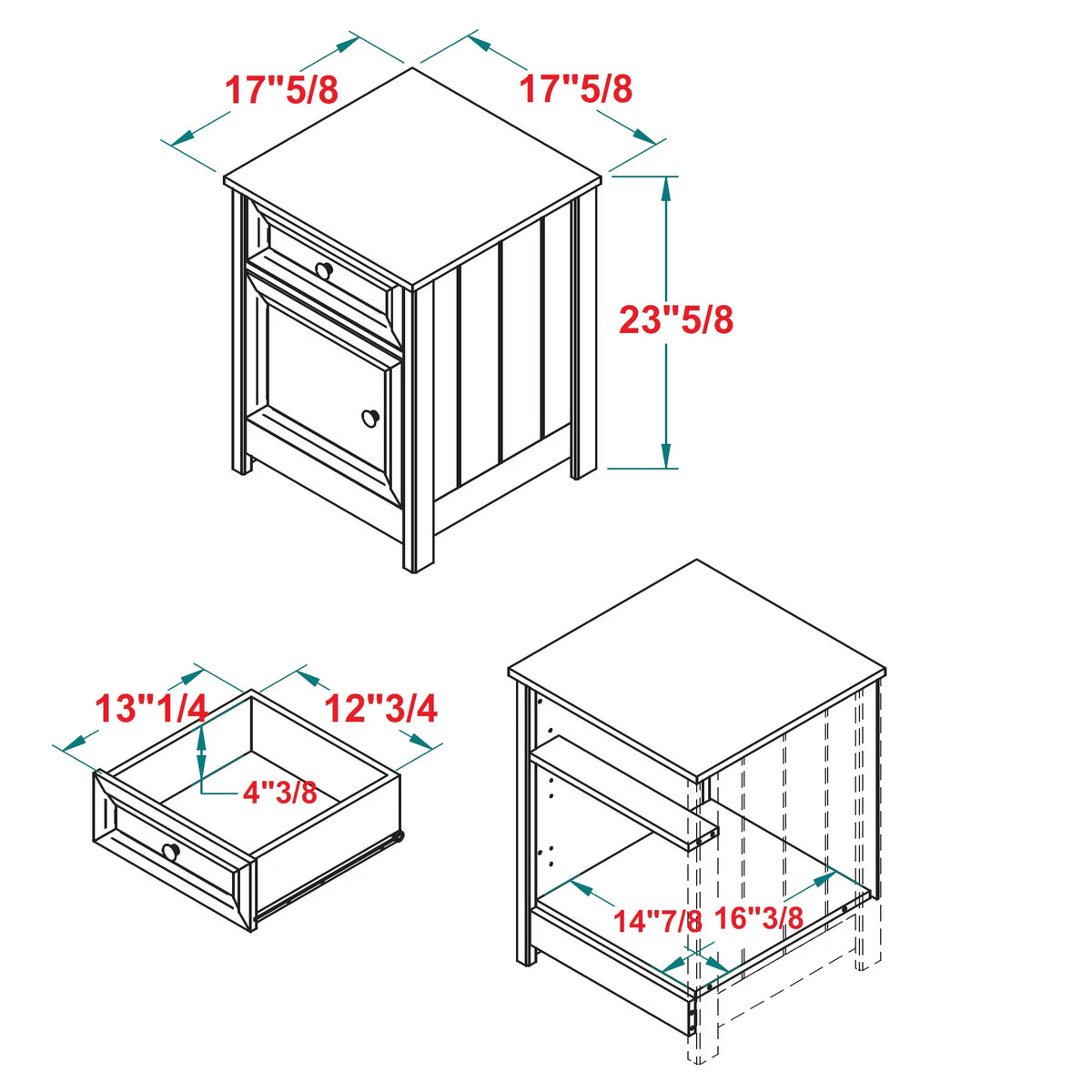 Dark Walnut 1 Door and Drawer Nightstand H56633