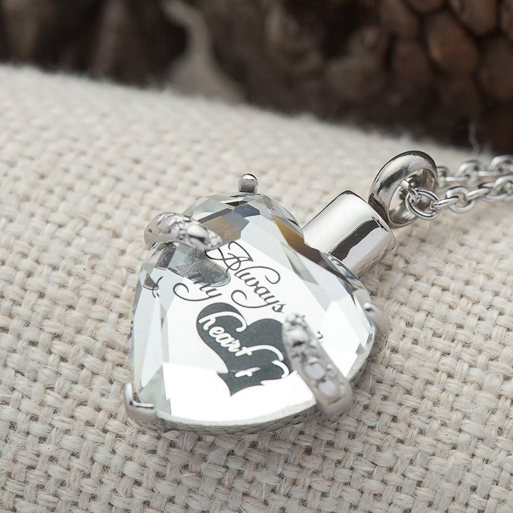 Crystal Glass Heart Urn Necklace Cremation Jewelry Memorial Pendant C14631