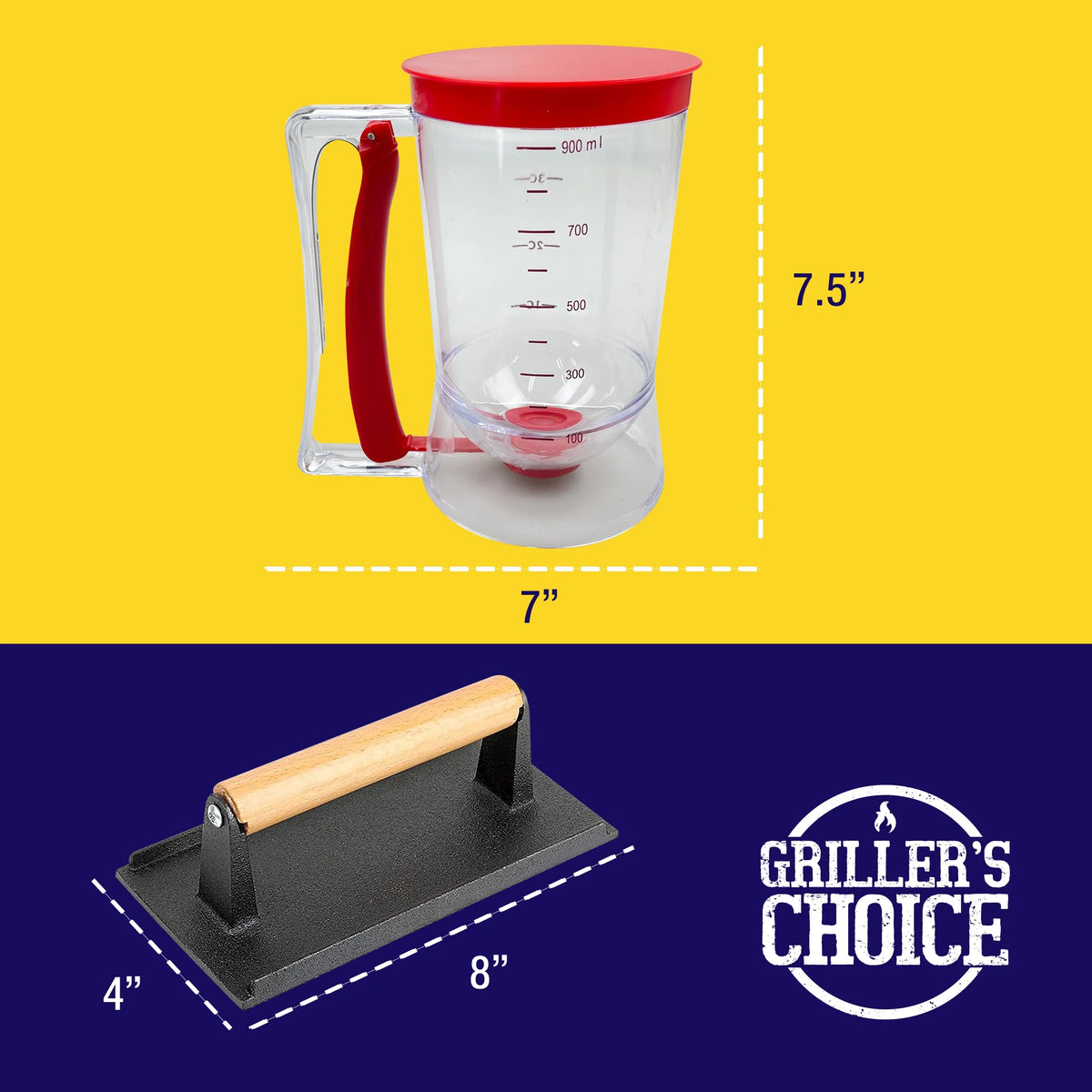 Pancake Batter Dispenser, Bacon Press, Egg Rings Breakfast Set I7264