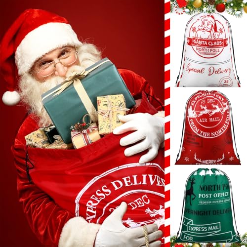8 Pcs Christmas Drawstring Gift Bags M664651