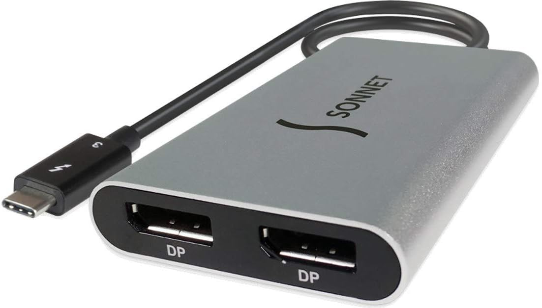 Thunderbolt 3 to Dual DisplayPort Adapter, Black/Silver Q9124