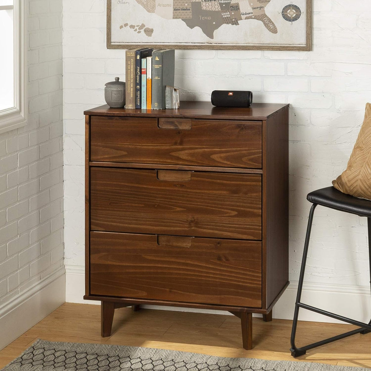 3 Drawer Mid Century Modern Wood Dresser R6860