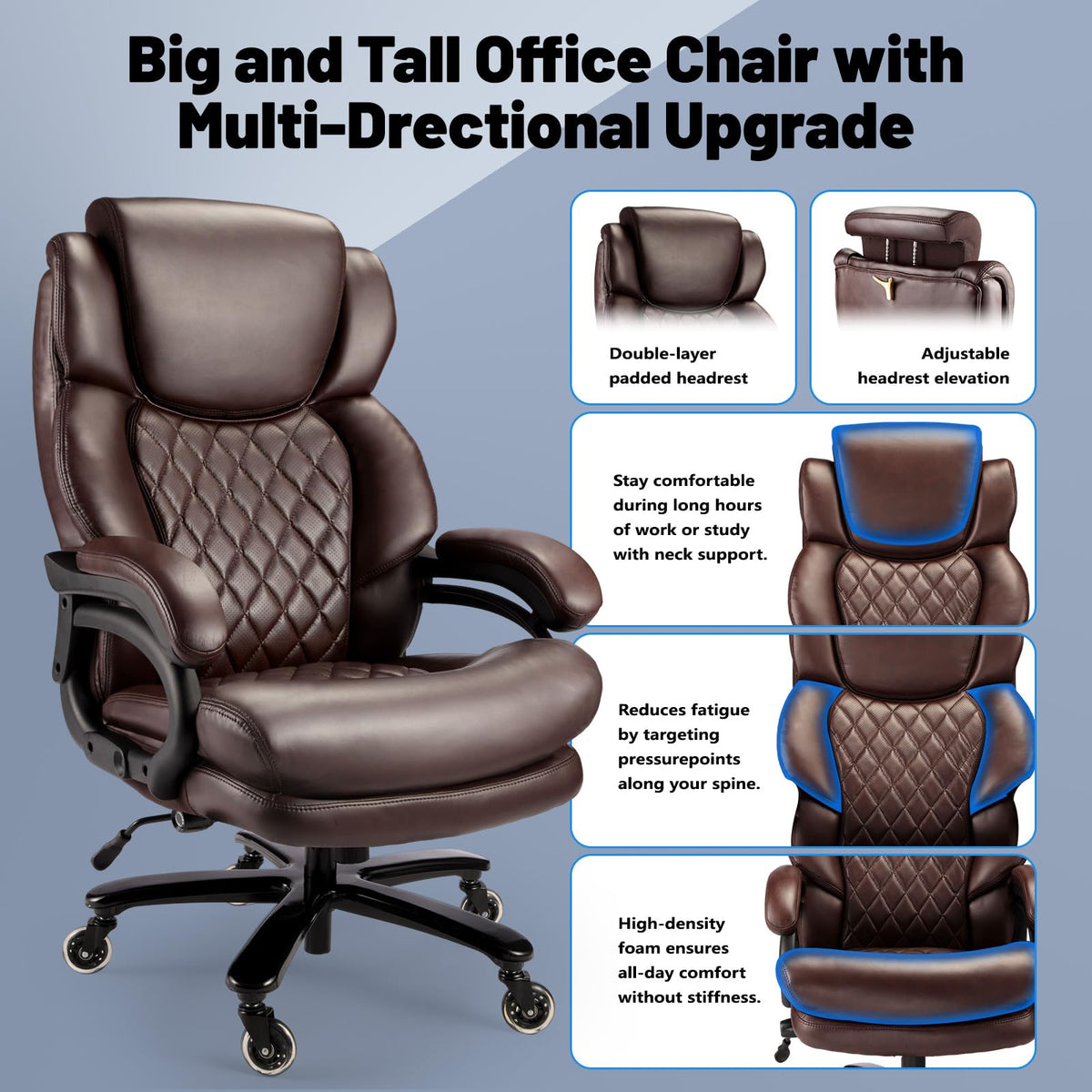 Big and Tall Office Chair with Adjustable Headrest W429372