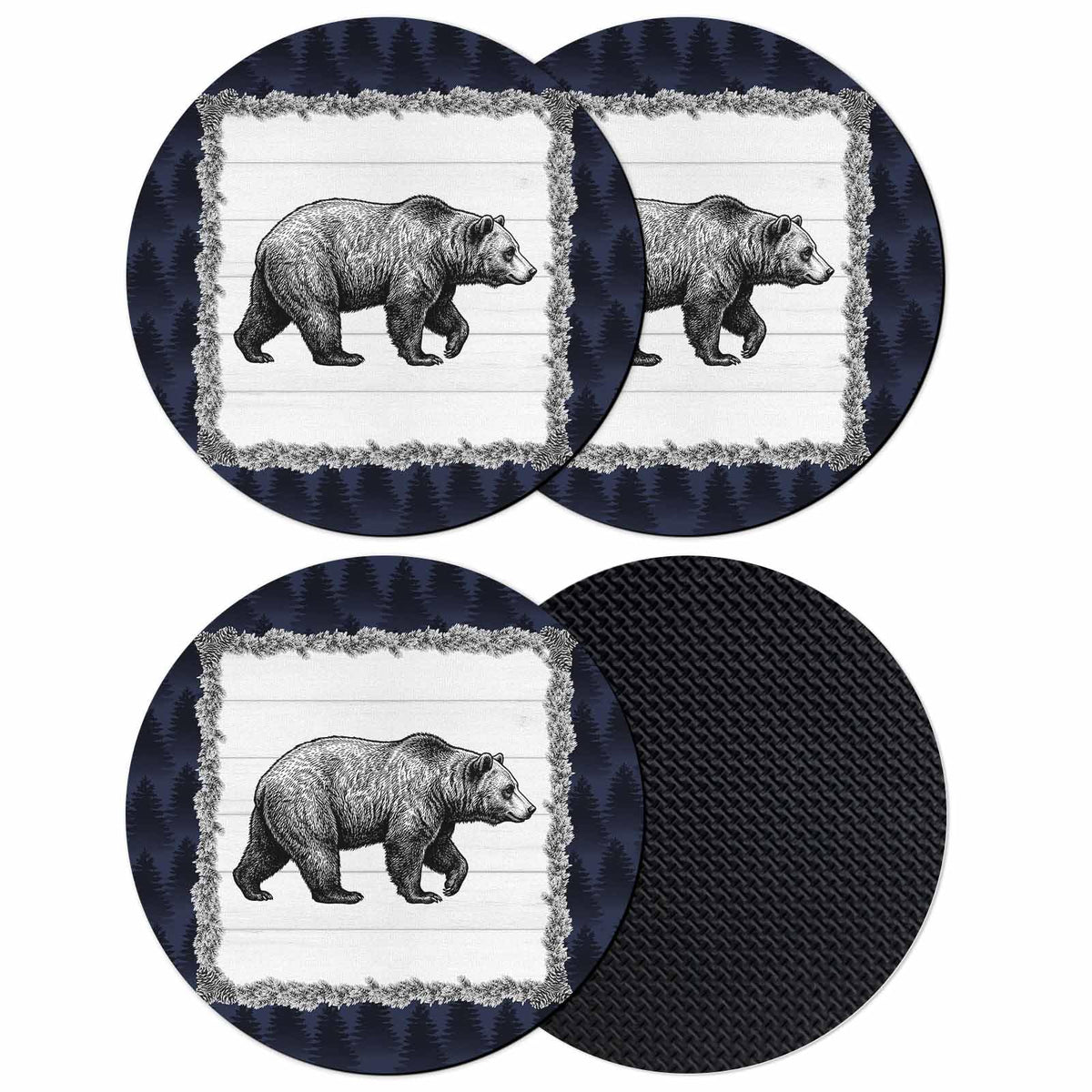 Black White Bear Coasters Set of 4 W638
