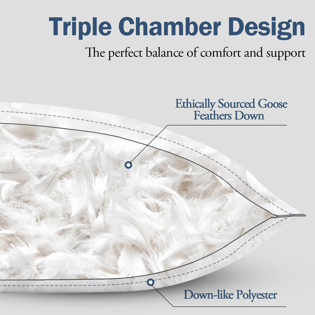 King Size Goose Feather Down Pillows Set of 2 K84287