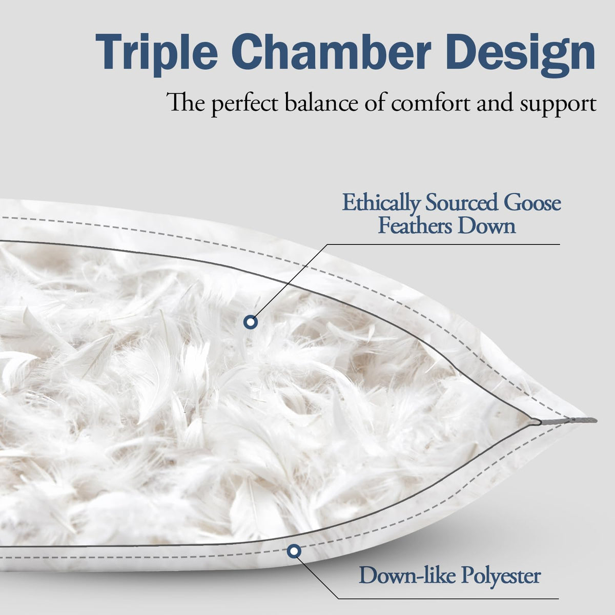 King Size Goose Feather Down Pillows Set of 2 K84287