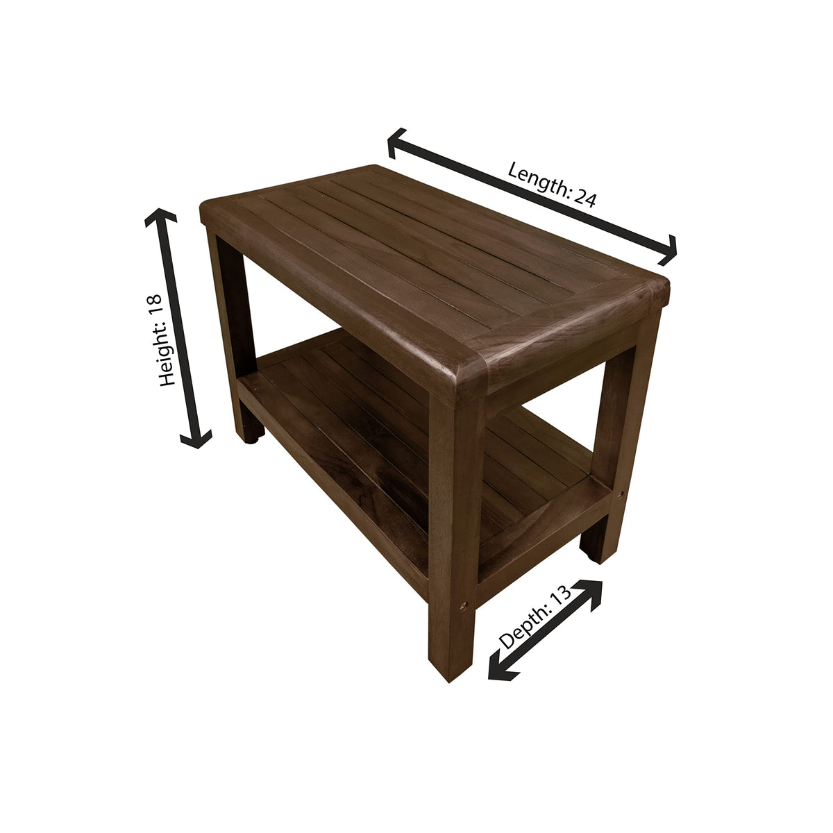 24" Teak Shower Bench with Shelf O177963