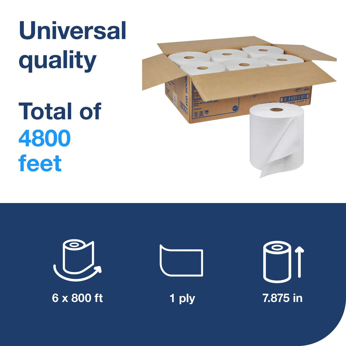 White Hand Towel Roll, 6 Rolls Y167