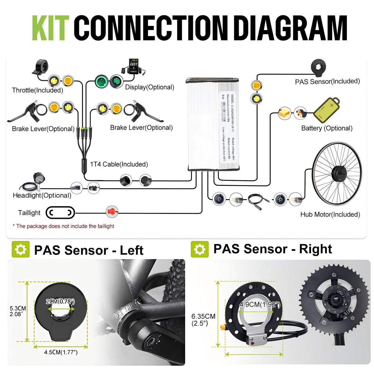 48V 500W Front Wheel Hub Motor Ebike Conversion Kit with Battery E692134