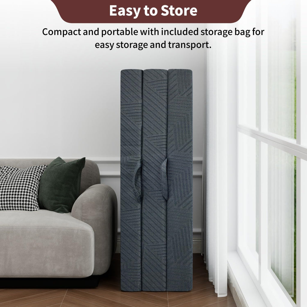 6 Inch Cooling Gel Memory Foam Trifold Mattress with Ice Silk Cover Y16924