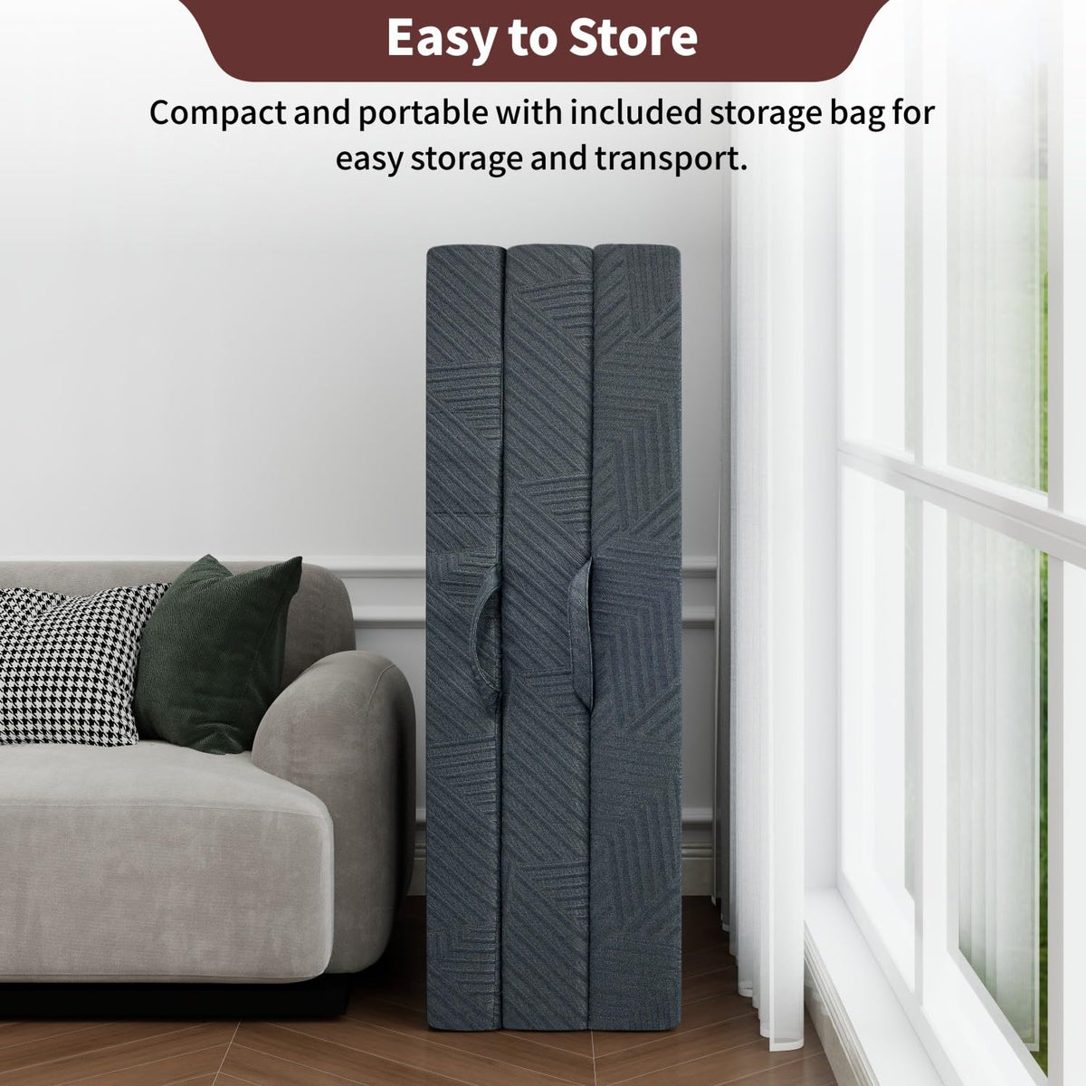6 Inch Cooling Gel Memory Foam Trifold Mattress with Ice Silk Cover Y16924