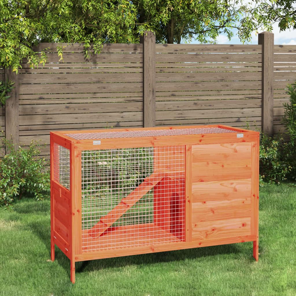 2 Tier Solid Wood Rabbit Hutch with Ramp S271598