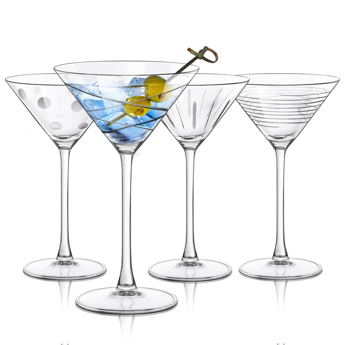 Handmade Etched Crystal Martini Glasses 8.5 oz U76381