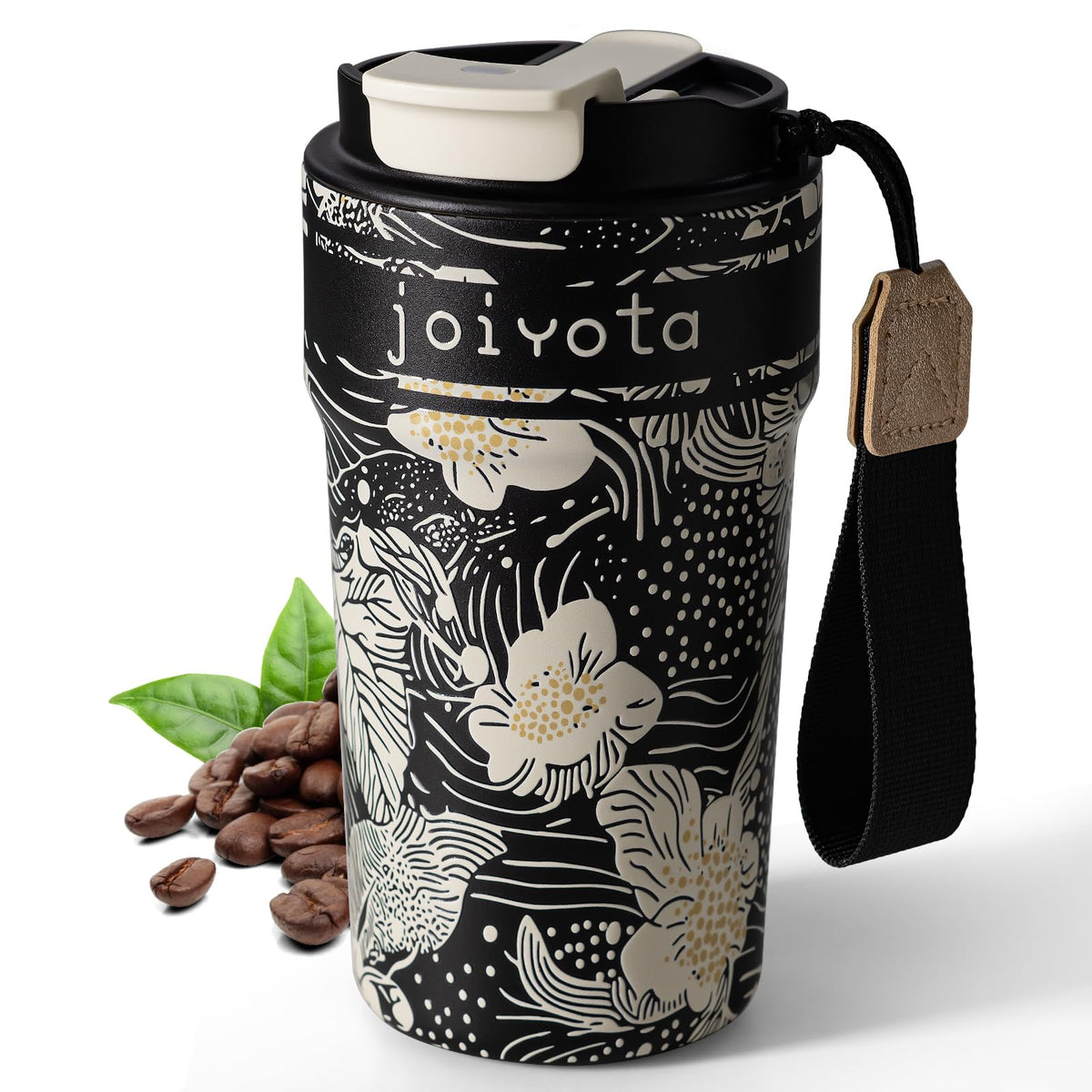 20oz Insulated Stainless Steel Ceramic Lined Coffee Tumbler with Lid and Straw F36945