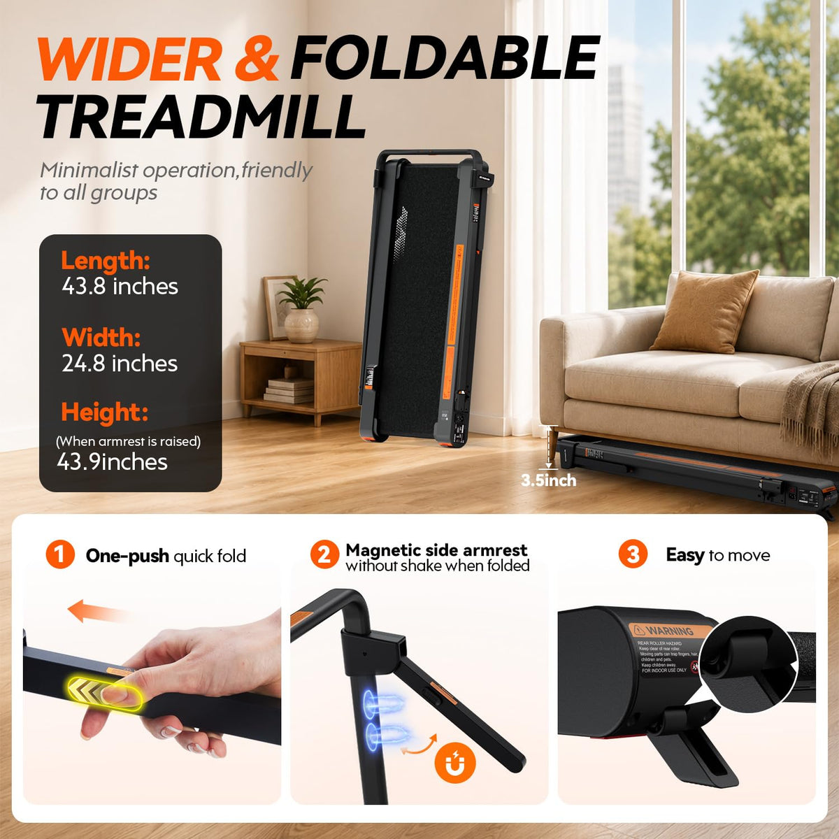 Foldable Treadmill with Vibration Plate M812963