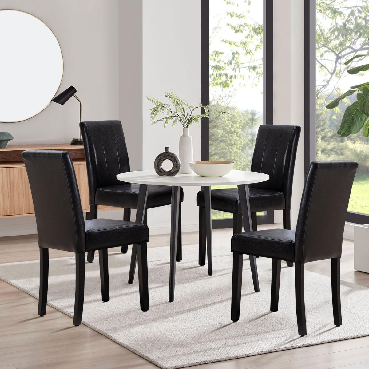 Black PU Leather Dining Chairs Set of 4 P553