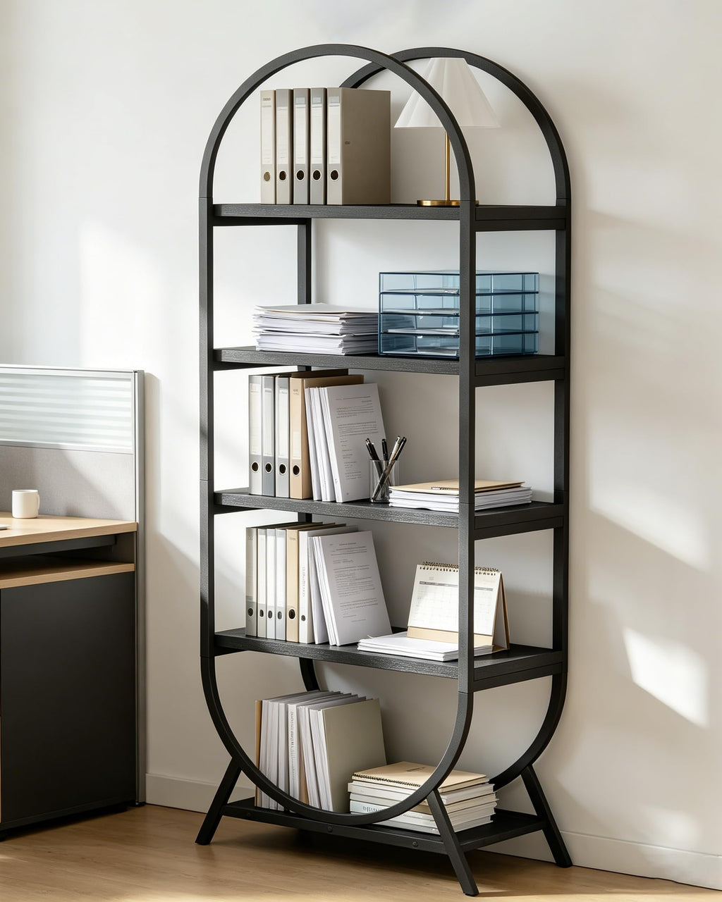 Black 5 Tier Arched Bookshelf A51599