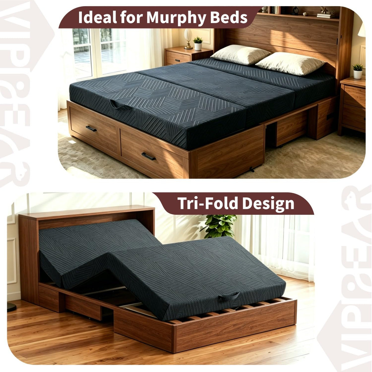 6 Inch Cooling Gel Memory Foam Trifold Mattress with Ice Silk Cover Y16924