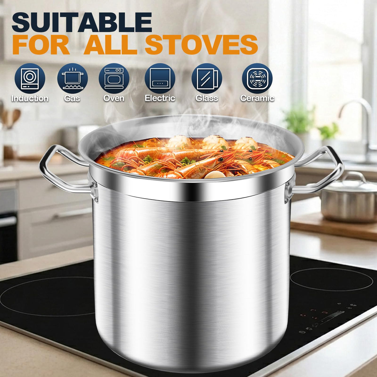 40 Quart Stainless Steel Stock Pot with Lid L956473