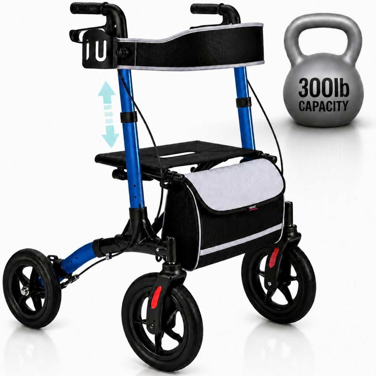 All-Terrain Rollator Walker with 12” Pneumatic Wheels O6073