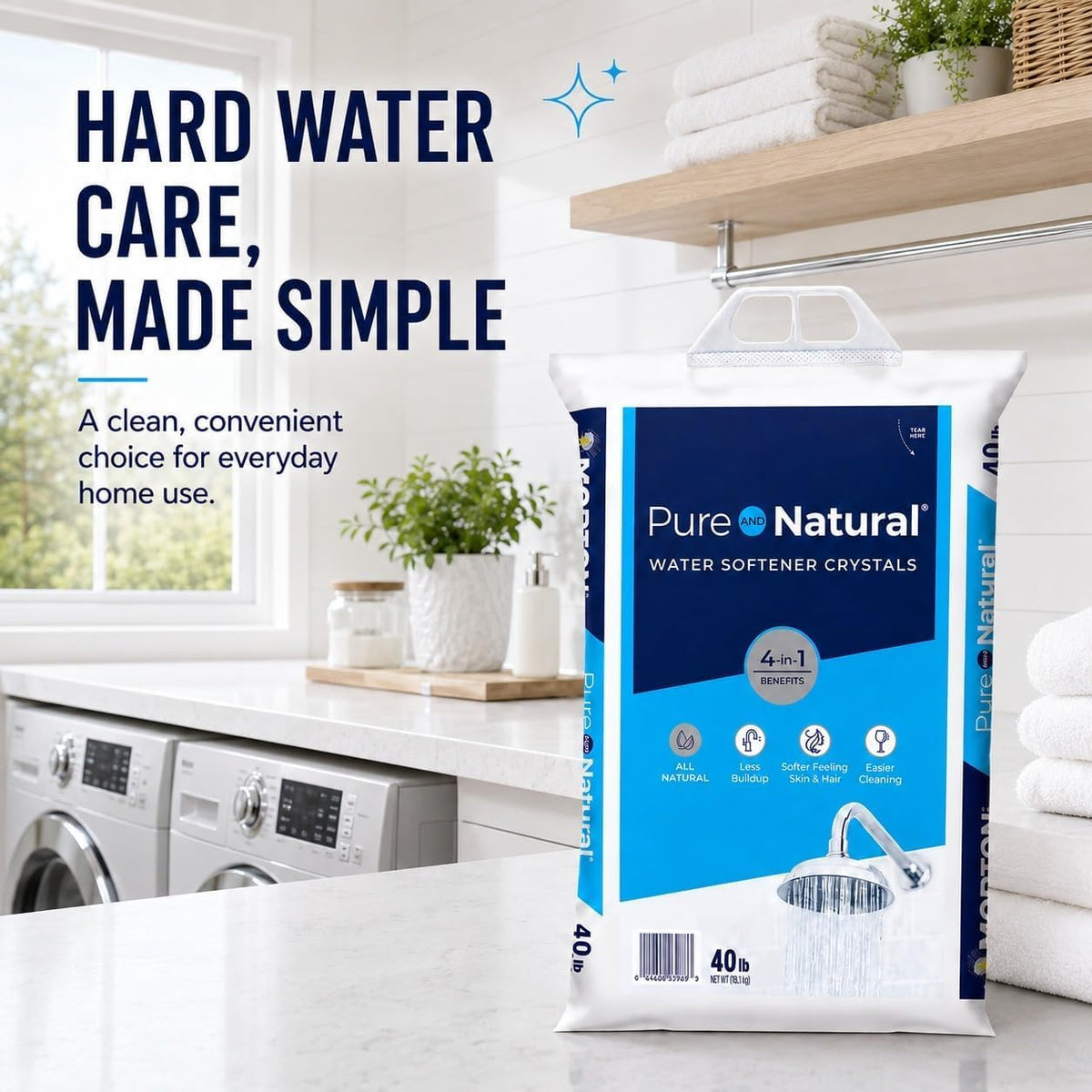 Natural Water Softener Salt Crystals 40 lb Bag 3 Pack H248433