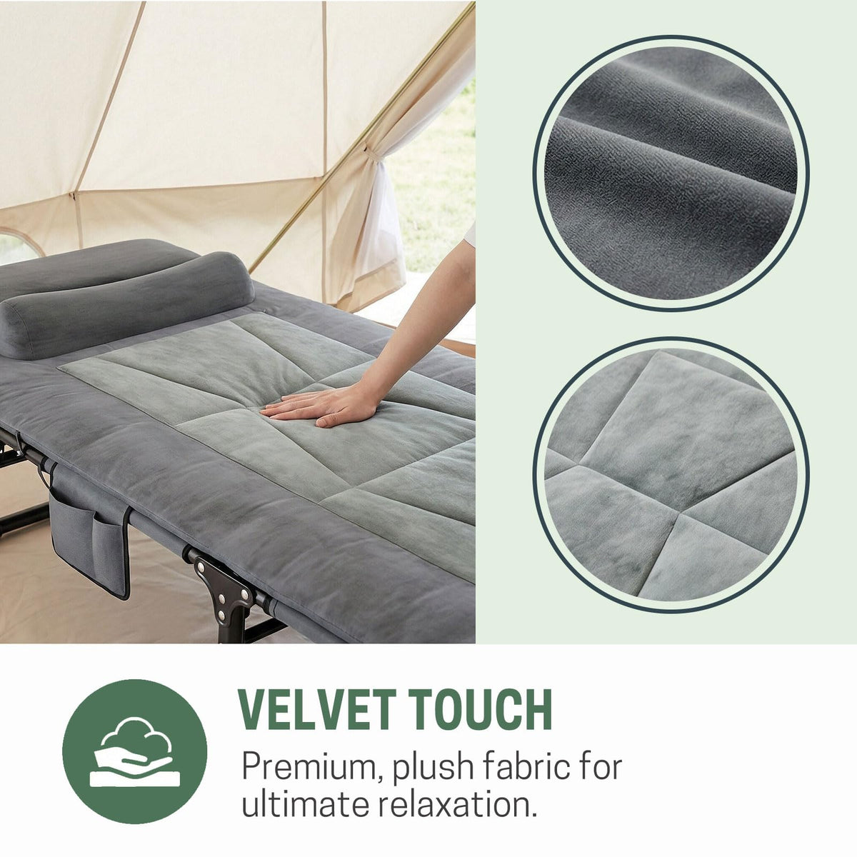 Folding Camping Cot with Pad and Pillow W387998
