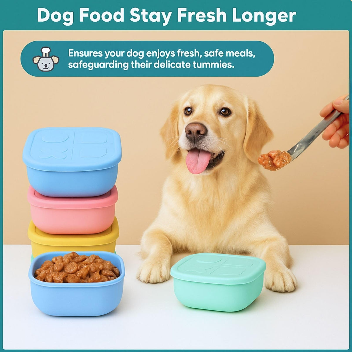 Airtight Pet Wet Food Storage Containers with Lids 4-Pack 12oz G94398