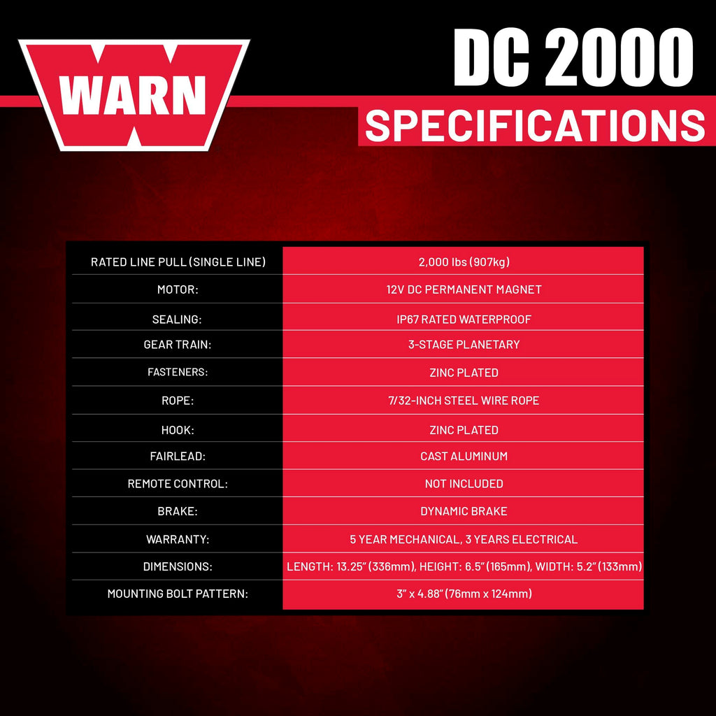 12V Electric Winch with 2000 lb Pulling Capacity S3732