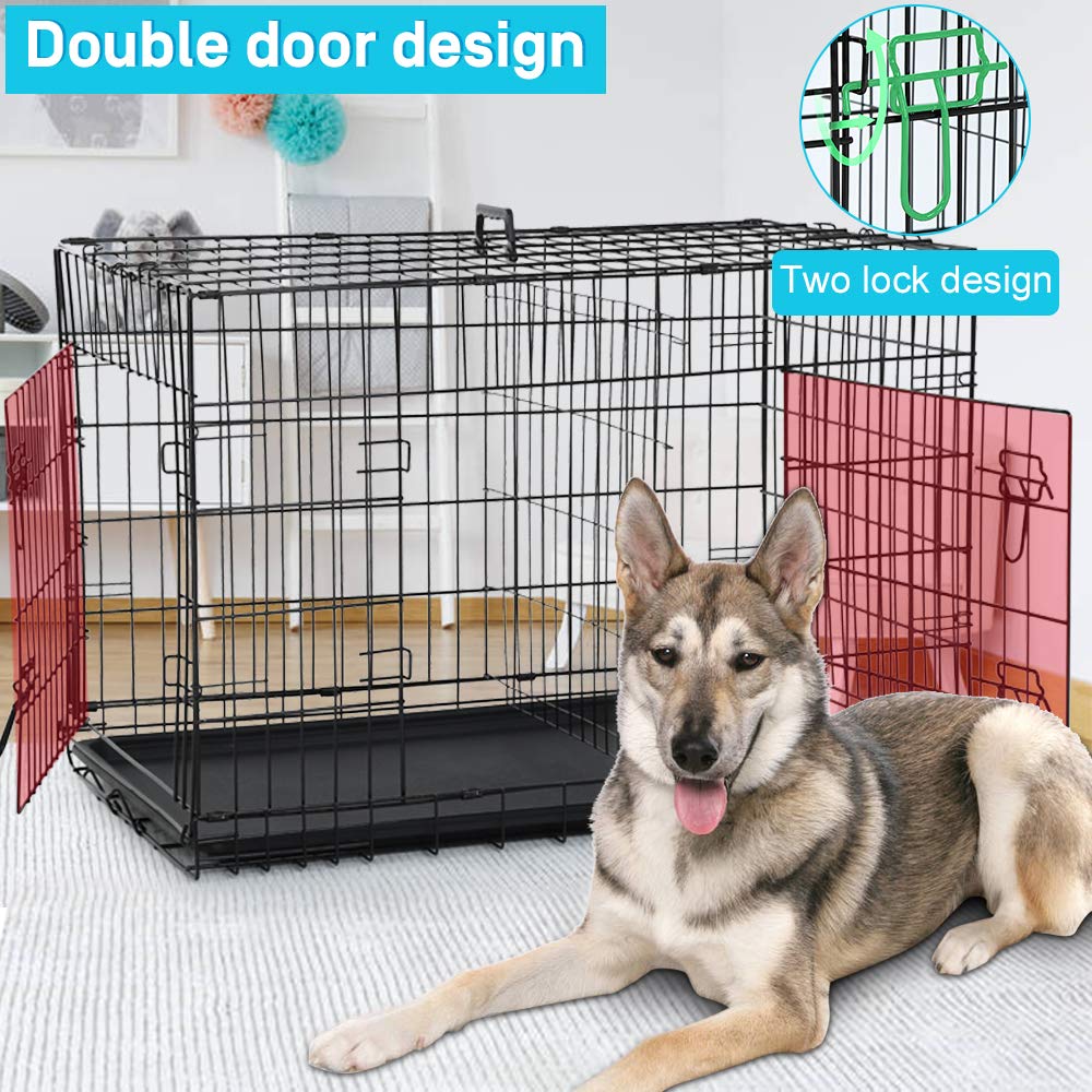 Folding Metal Dog Crate with Tray & Divider F19199