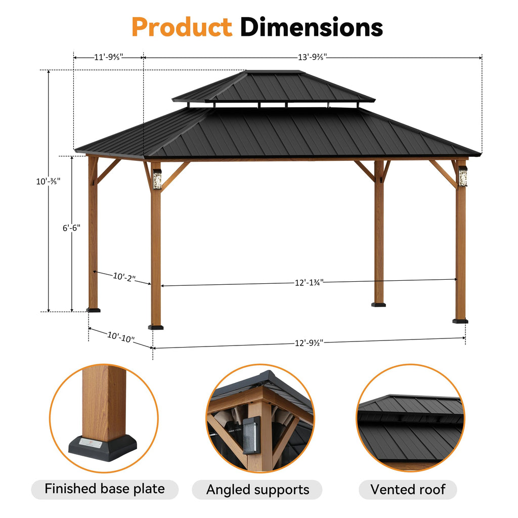 12x14 Hardtop Gazebo with LED Lights K155021