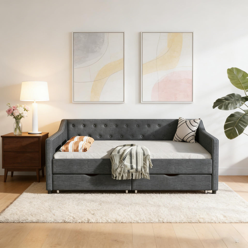 Upholstered Twin Size Daybed with Drawers L29392