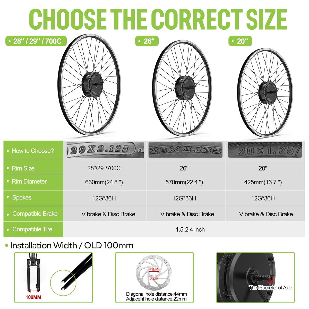 48V 500W Front Wheel Hub Motor Ebike Conversion Kit with Battery E692134