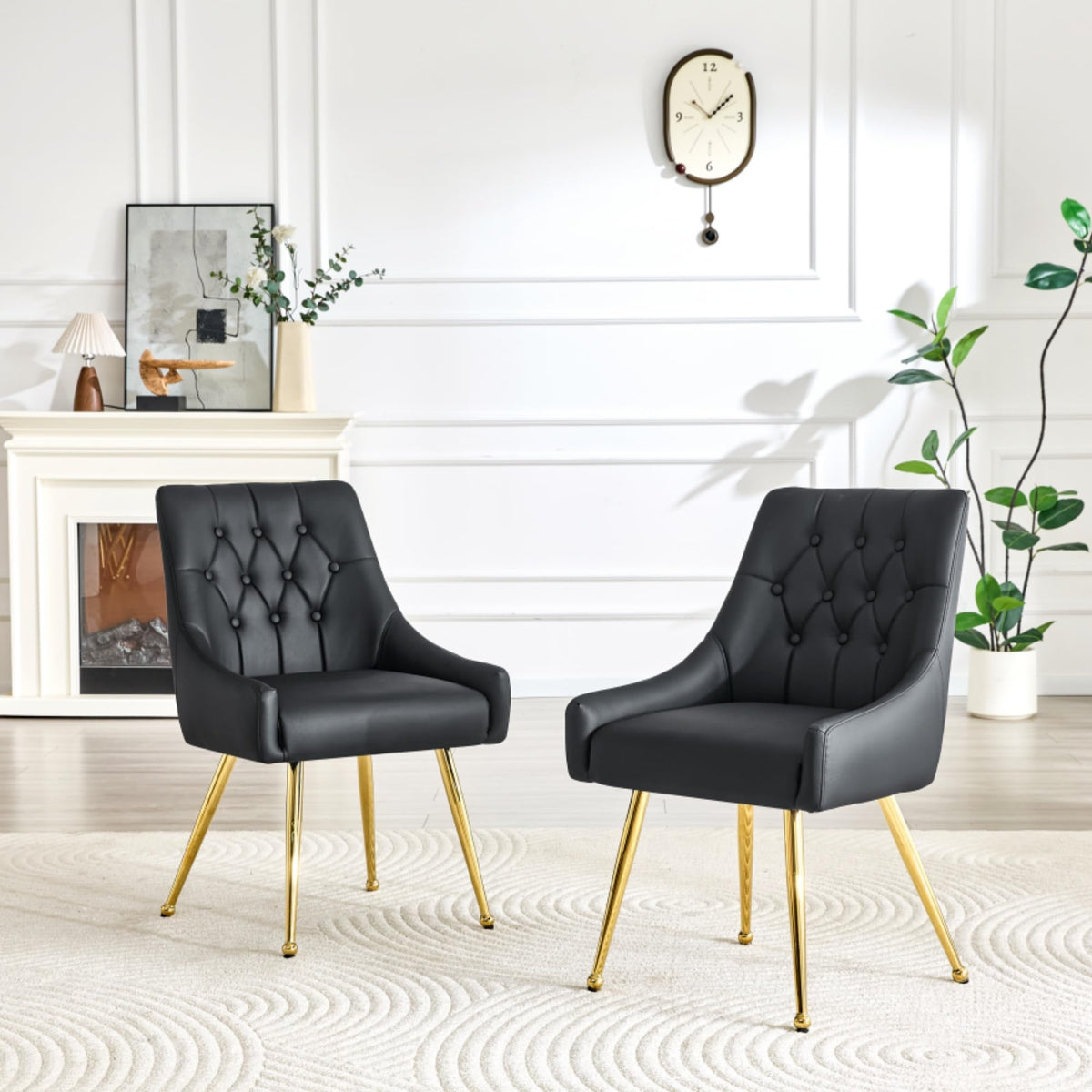 Black Leather Upholstered Dining Chair Set of 2 B4622