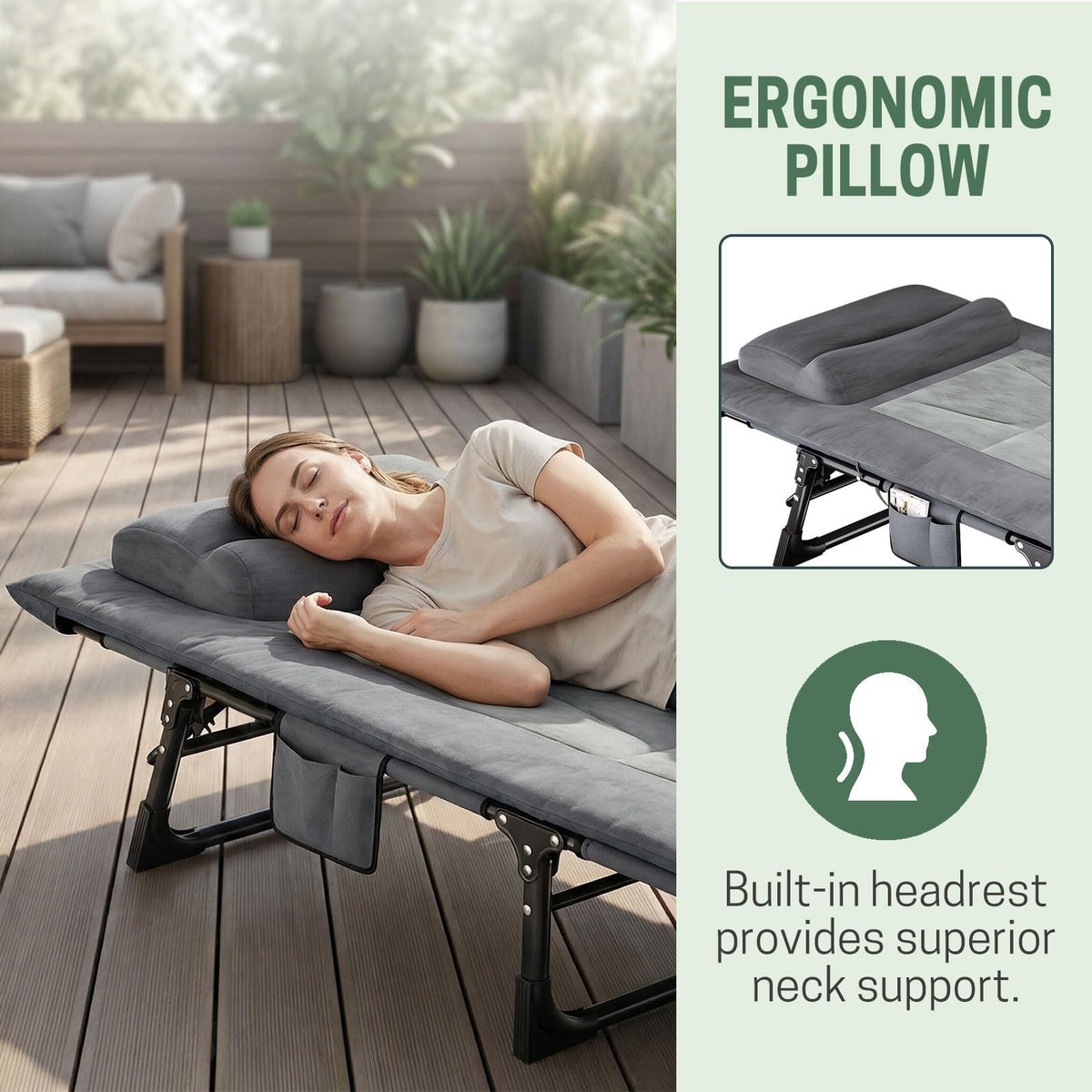 Folding Camping Cot with Pad and Pillow W387998