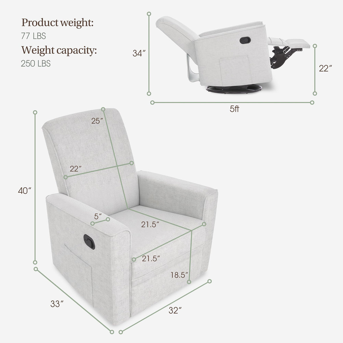 Upholstered Manual Glider Recliner D417