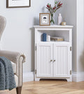 White Corner Bathroom Cabinet with Doors and Adjustable Shelf O2995