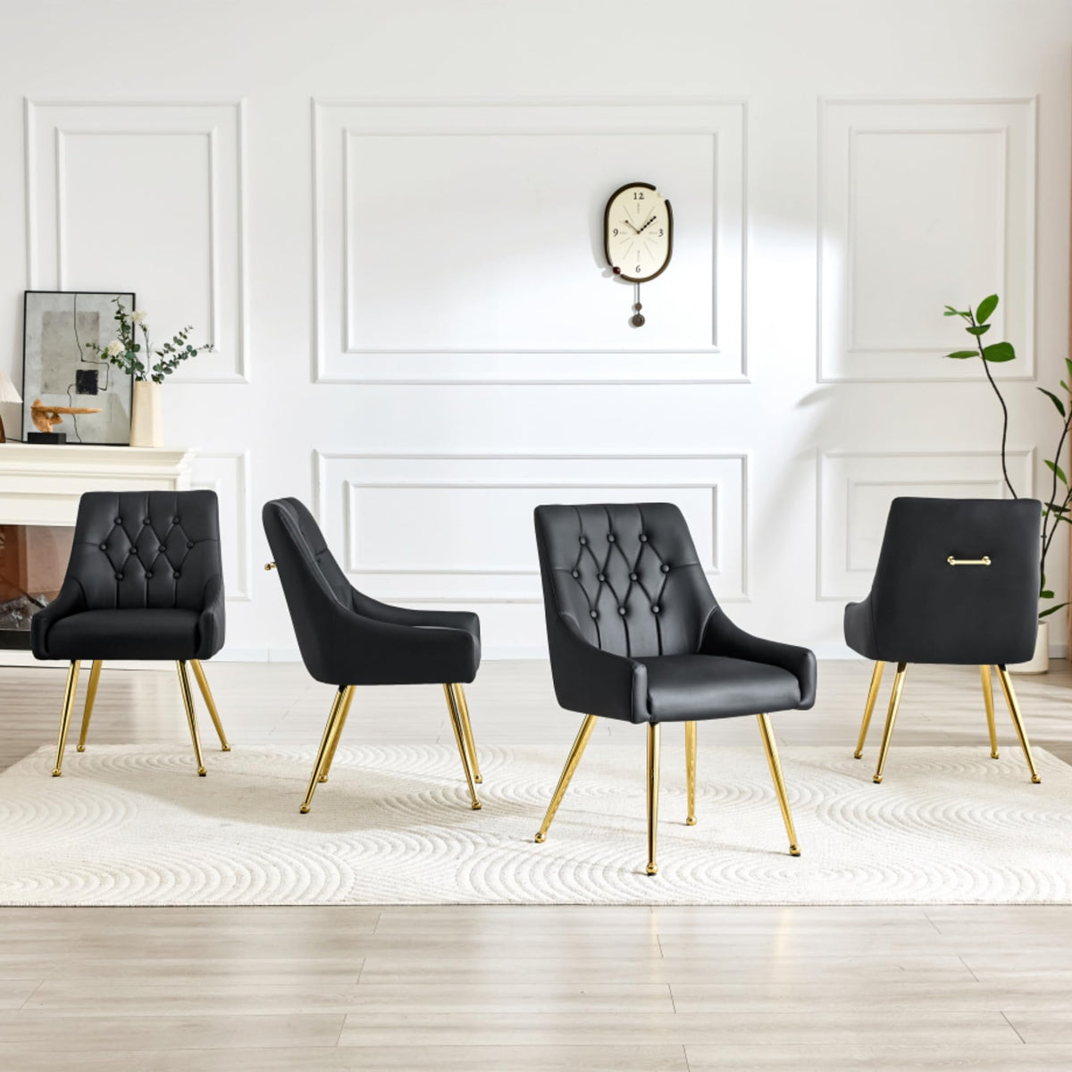 Black Leather Upholstered Dining Chair Set of 2 B4622