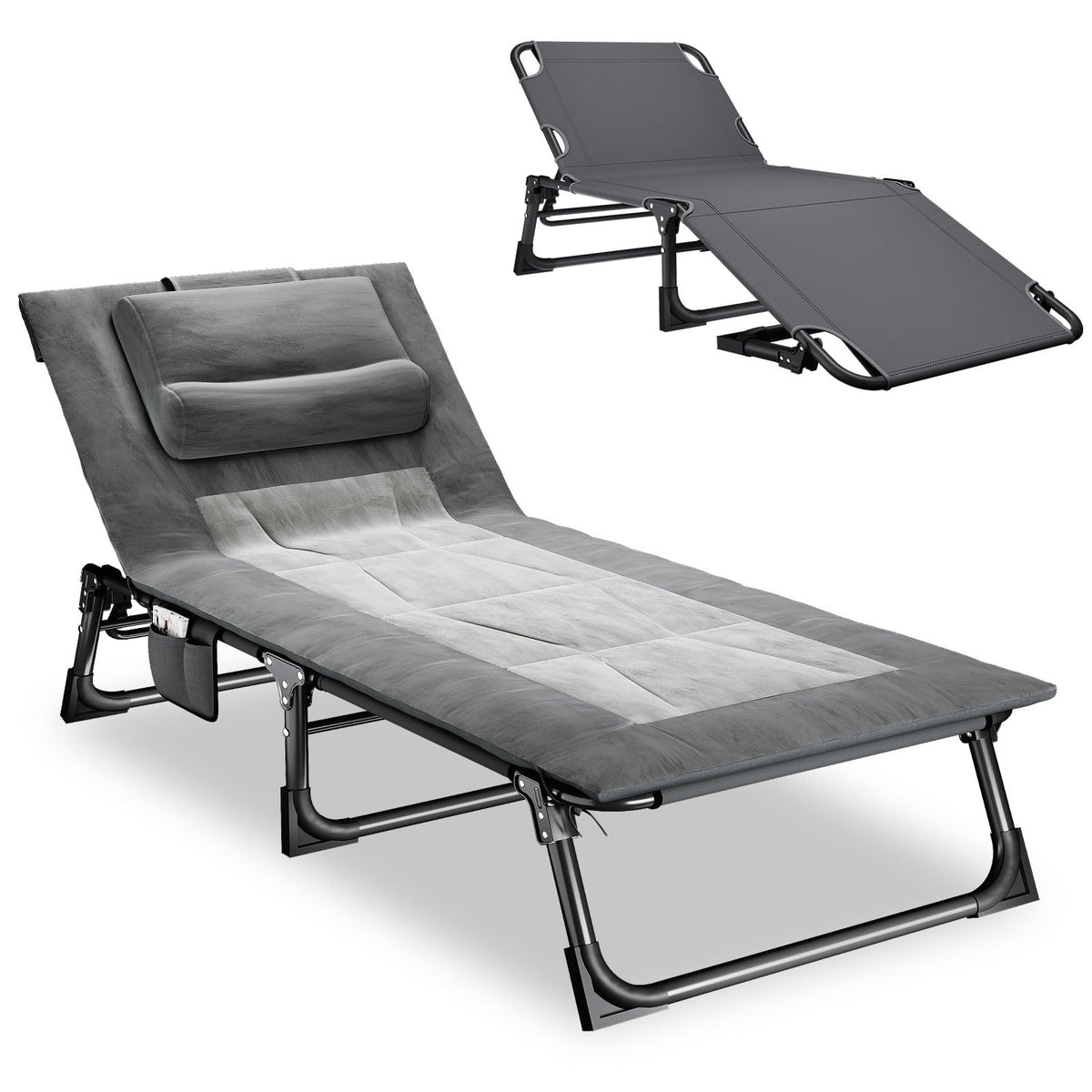 Folding Camping Cot with Pad and Pillow W387998