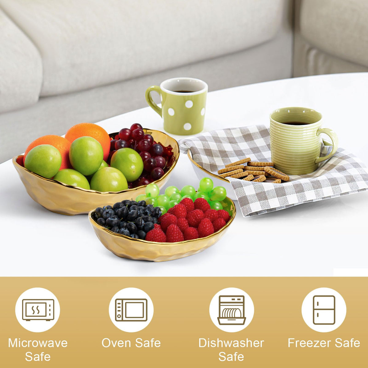 3 Tier Ceramic Fruit Bowl with Metal Stand A3486