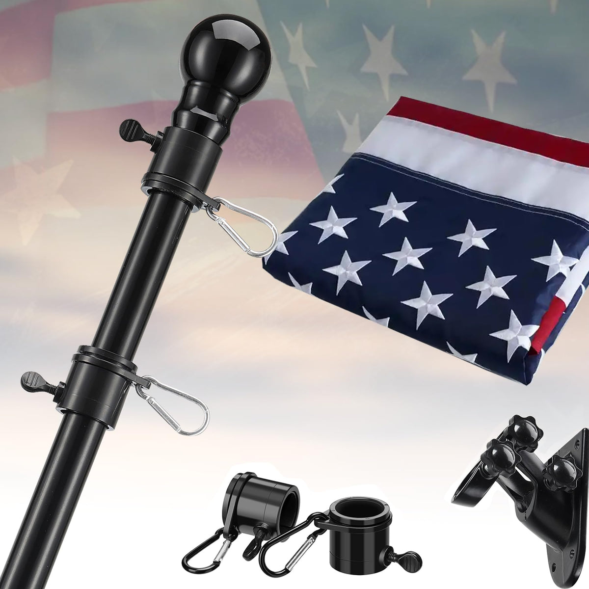 6FT Aluminum Flag Pole Kit with 3x5 US Flag R192978