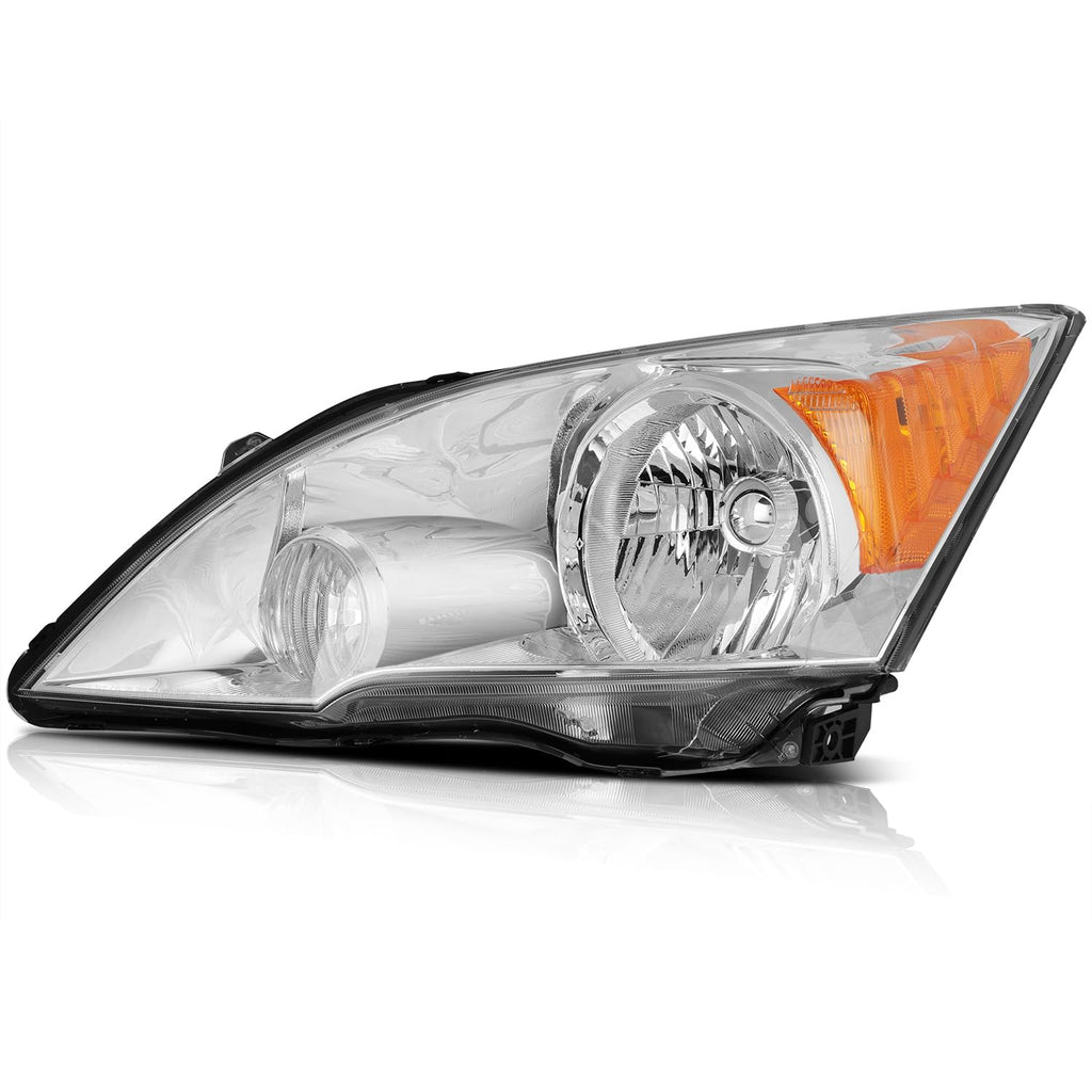 Headlight Assembly Chrome Housing Amber Reflector Clear Lens Driver and Passenger Side Pair Y4856