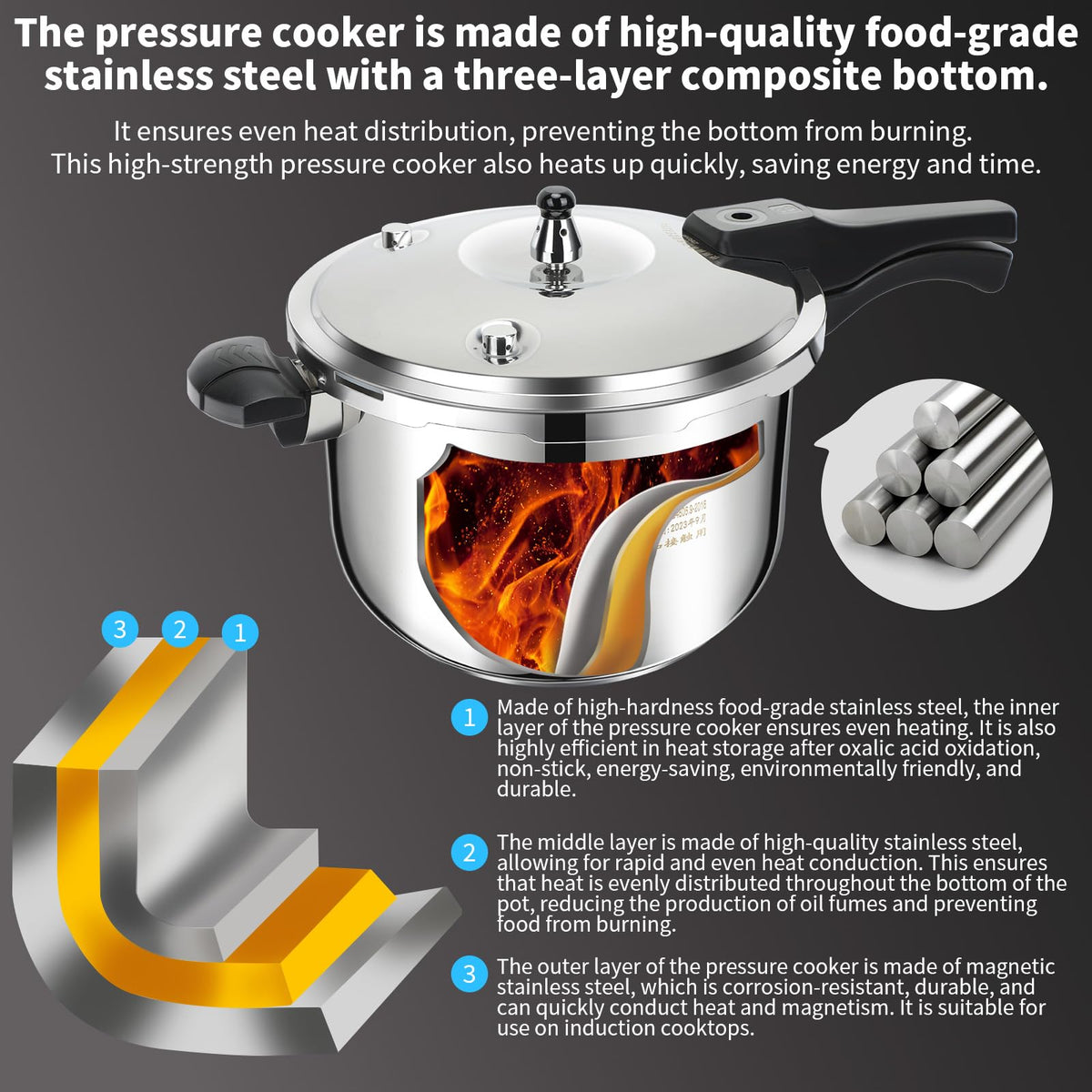 Stainless Steel 3 Quart Pressure Cooker Q6227