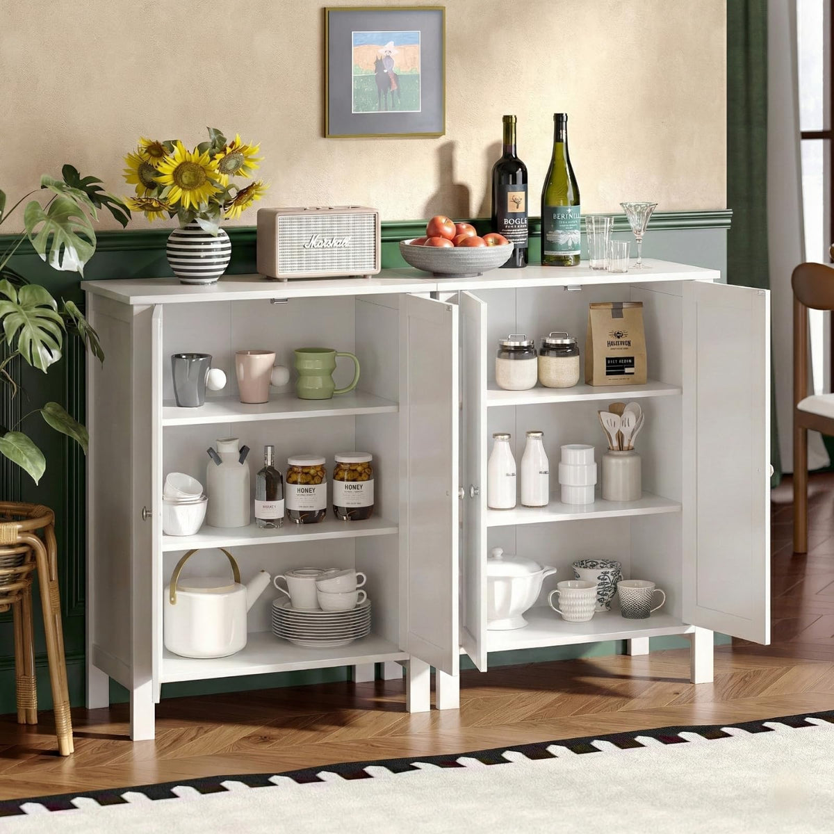 White Free Standing Bathroom Cabinet with Adjustable Shelf L315032