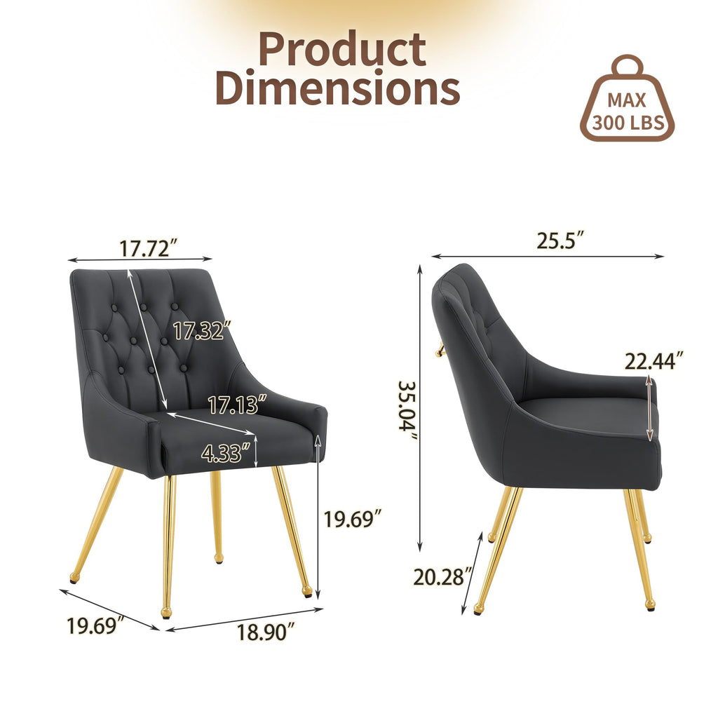 Black Leather Upholstered Dining Chair Set of 2 B4622