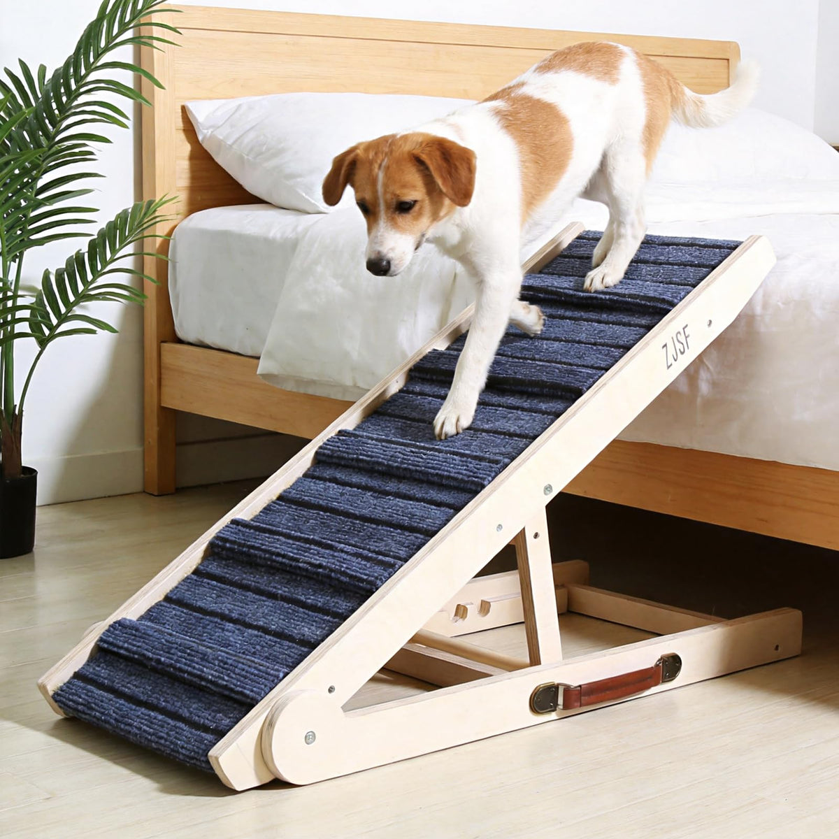 Foldable Wooden Dog Ramp 4 Adjustable Heights J16287