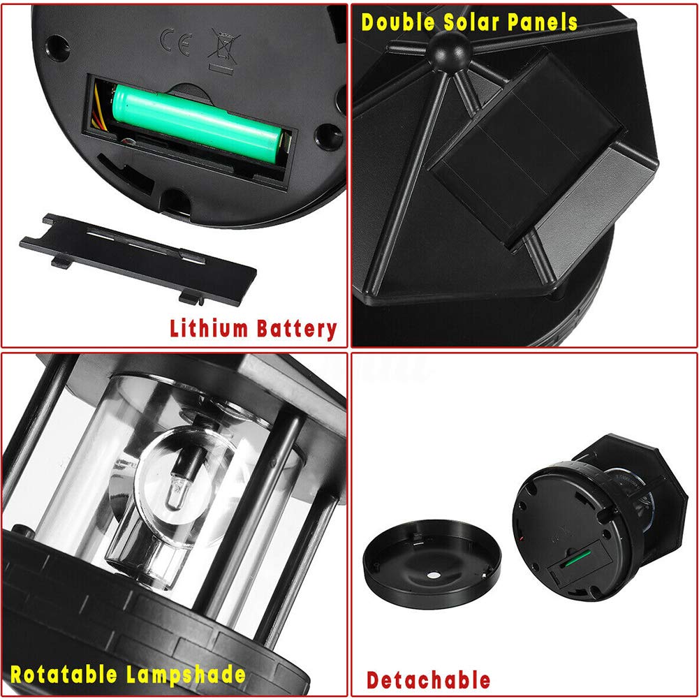 Solar Powered Rotating Lighthouse LED Light IP44 Waterproof Black M126184